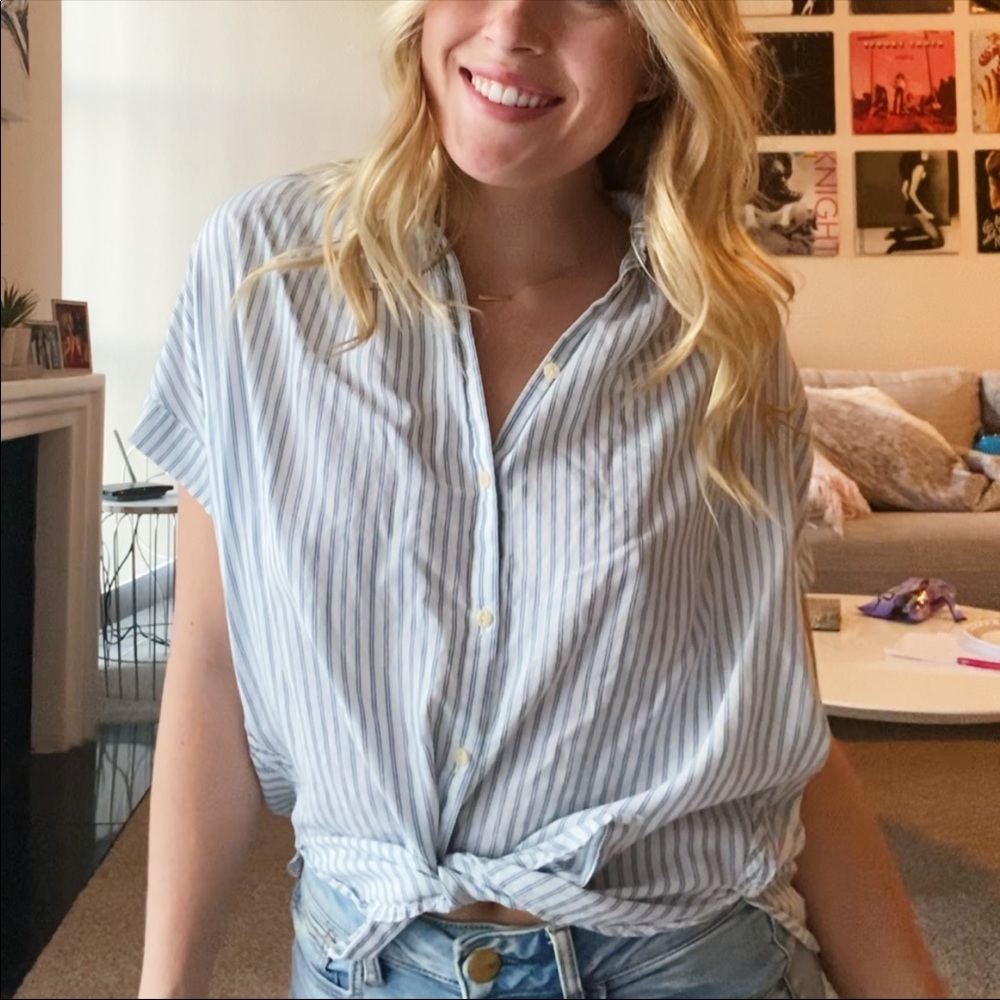 Madewell Button Blouse blue & white striped